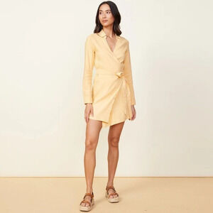 Monrow Linen Mini Dress Size‎ Small Color Sand